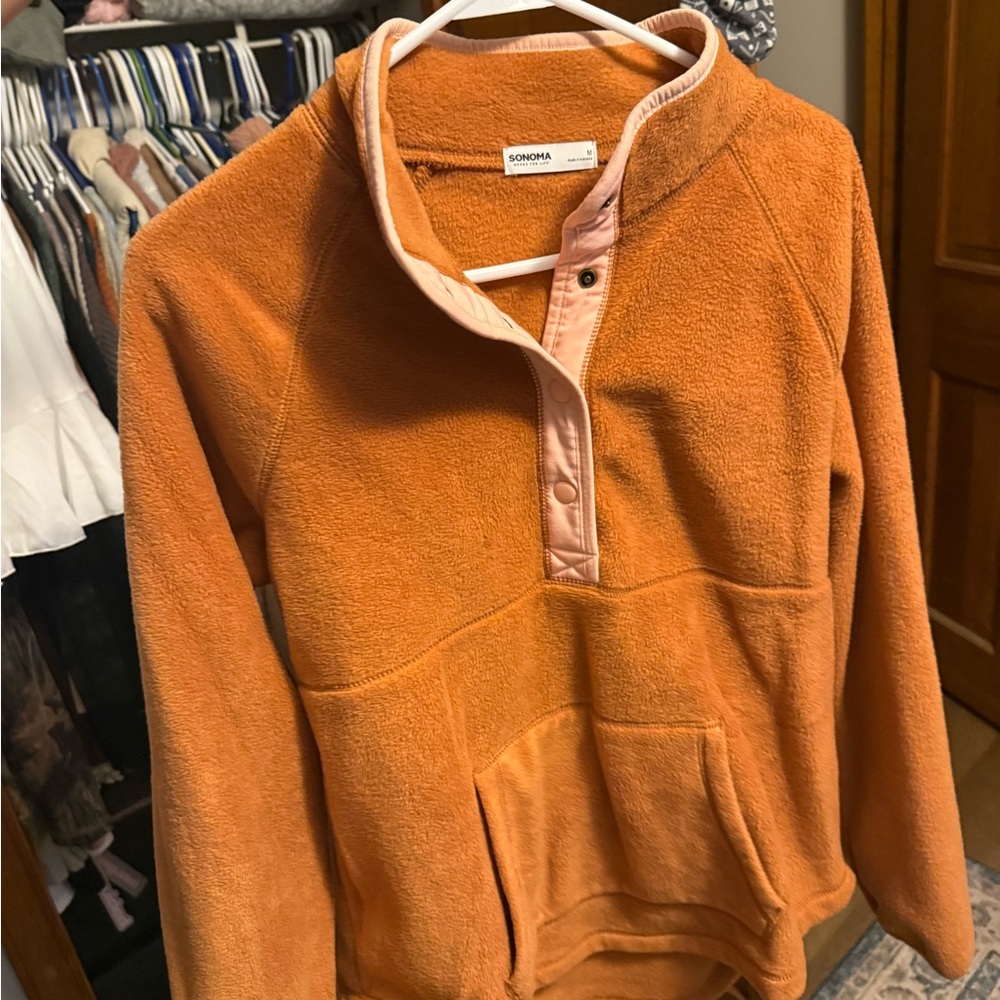 Sonoma Vibrant Orange Fleece Sweater